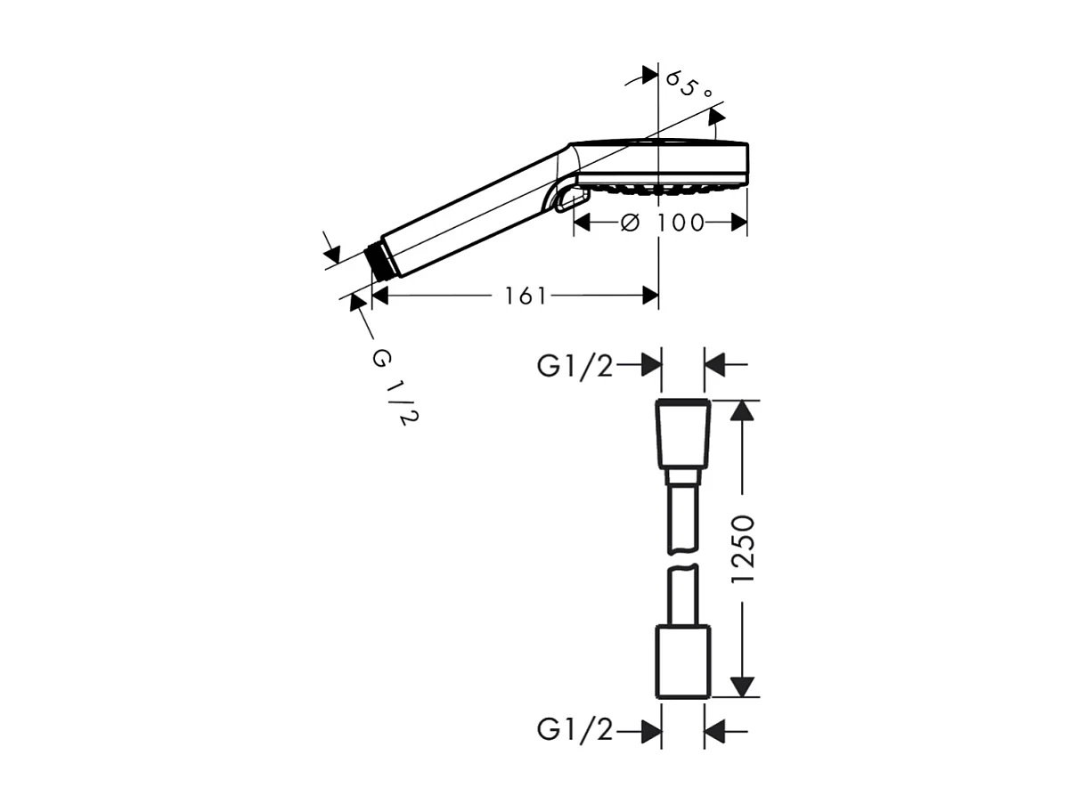 Pommeau de douche HANSGROHE Vernis Blend 100 EcoSmart Vario chromé + flexible de douche HANSGROHE Designflex 125 cm chromé