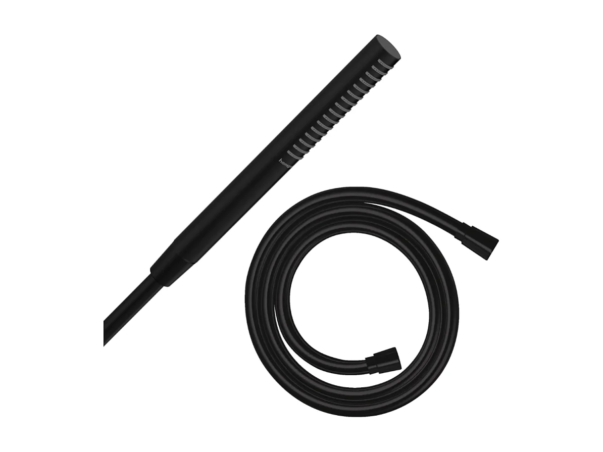 Pommeau de douche HANSGROHE Pulsify S 100 EcoSmart noir mat + flexible de douche 1,60 m HANSGROHE Isiflex noir mat