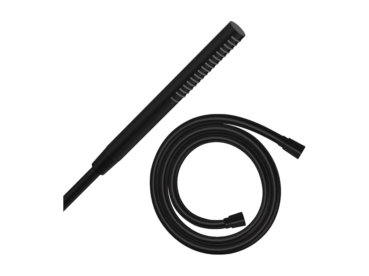 Pommeau de douche HANSGROHE Pulsify S 100 EcoSmart noir mat + flexible de douche 1,60 m HANSGROHE Isiflex noir mat