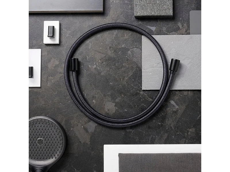 Pommeau de douche HANSGROHE Pulsify S 100 EcoSmart noir mat + flexible de douche HANSGROHE Designflex 160 cm noir mat