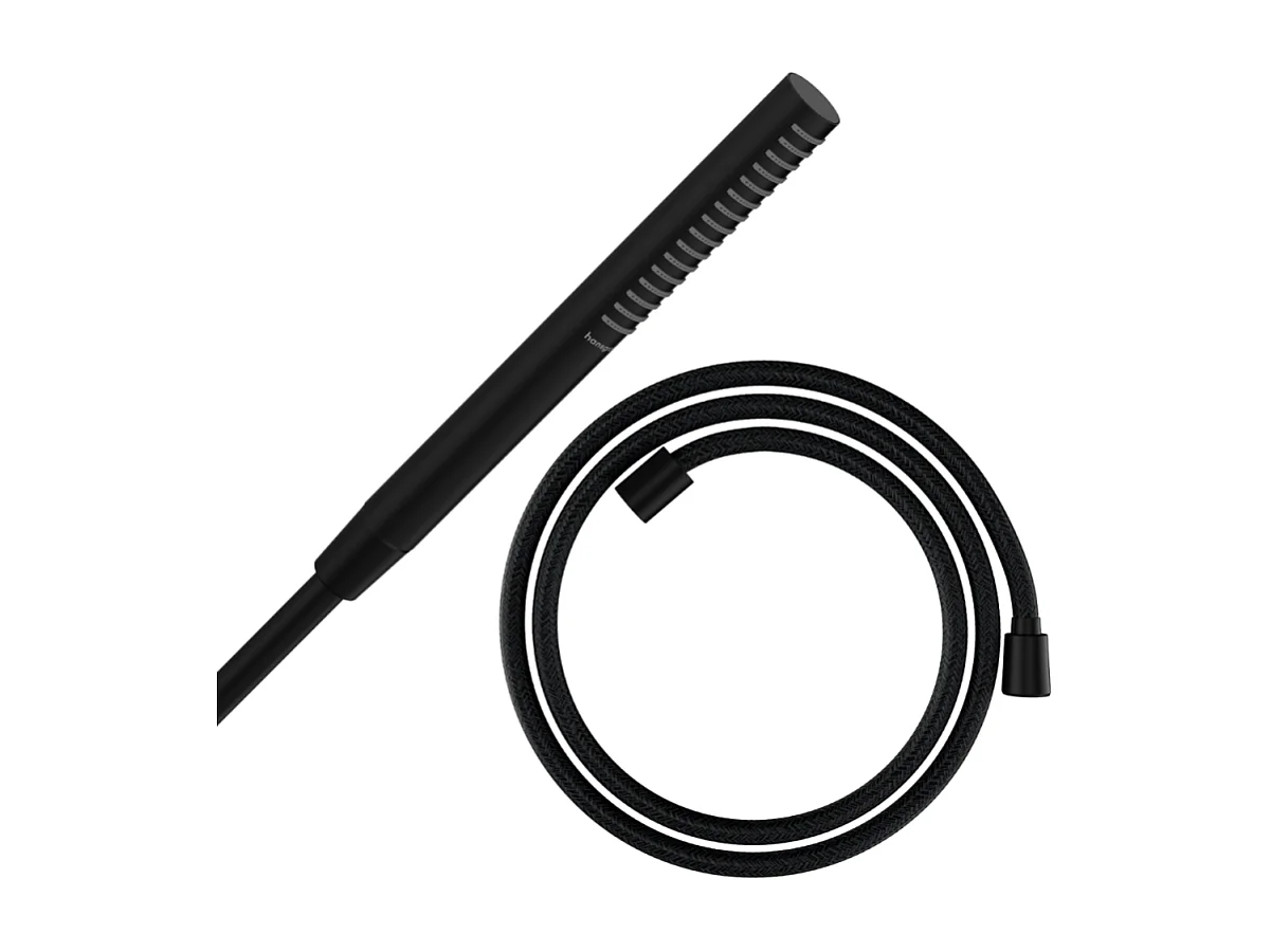 Pommeau de douche HANSGROHE Pulsify S 100 EcoSmart noir mat + flexible de douche HANSGROHE Designflex 160 cm noir mat