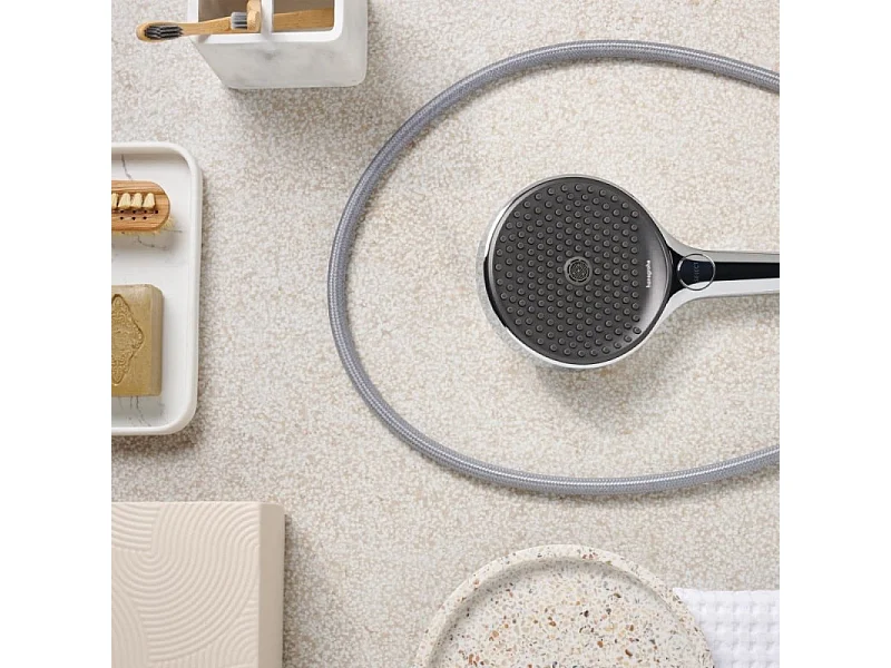 Pommeau de douche HANSGROHE Croma Select E EcoSmart blanc/chromé + flexible de douche HANSGROHE Designflex 160 cm chromé