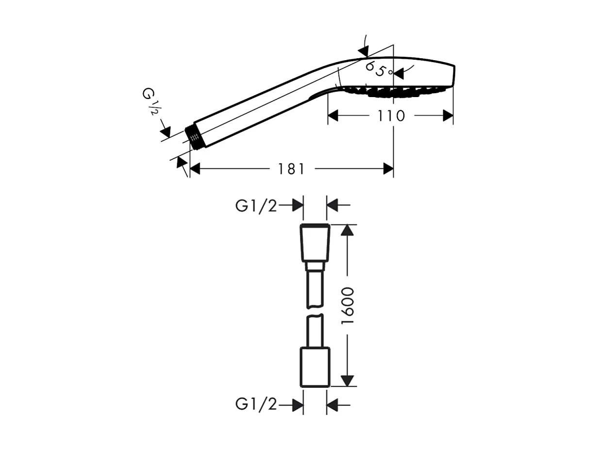Pommeau de douche HANSGROHE Croma Select E EcoSmart blanc/chromé + flexible de douche HANSGROHE Designflex 160 cm chromé
