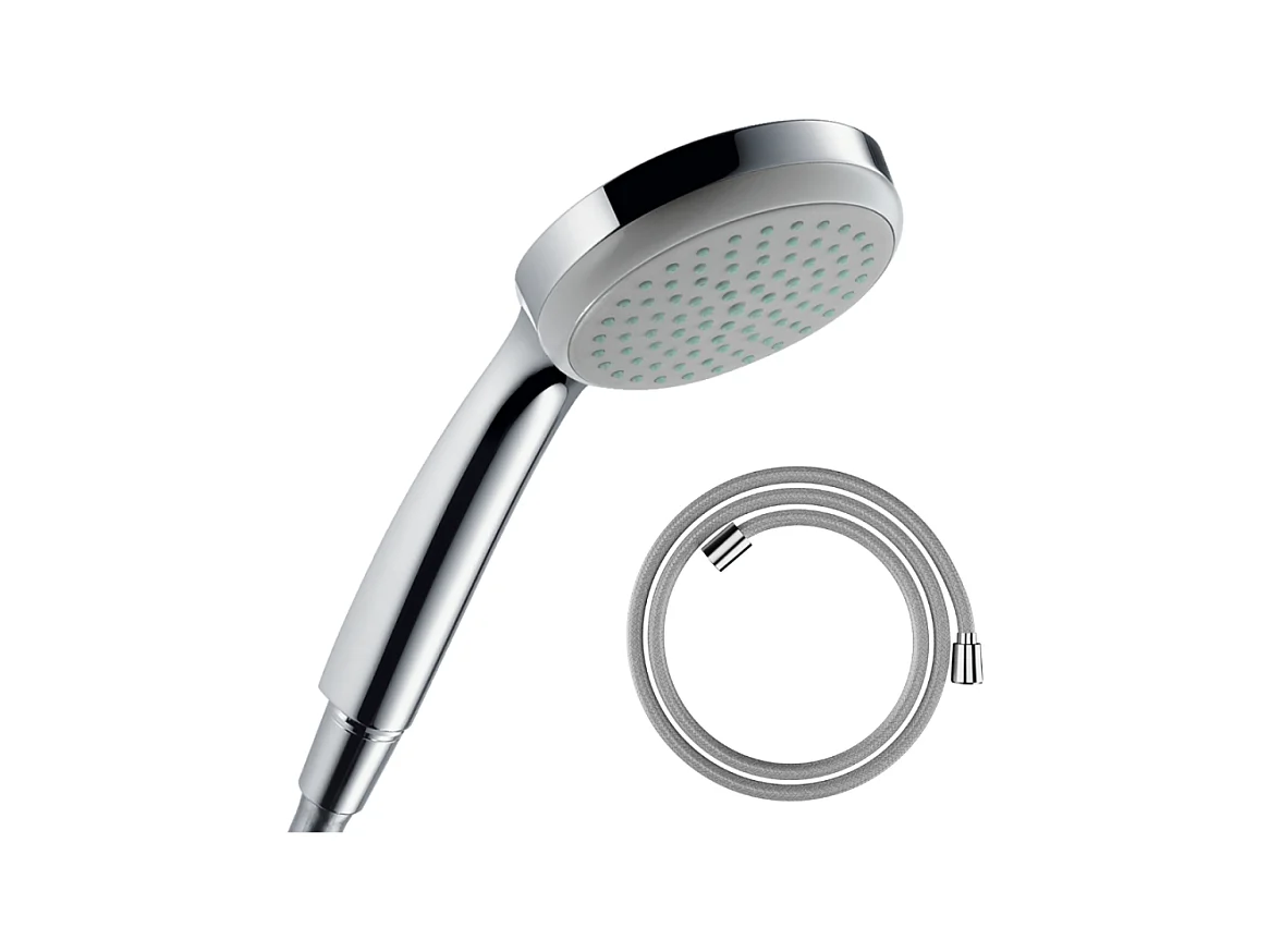 Pommeau de douche HANSGROHE Croma 100 EcoSmart chromé + flexible de douche HANSGROHE Designflex 160 cm chromé