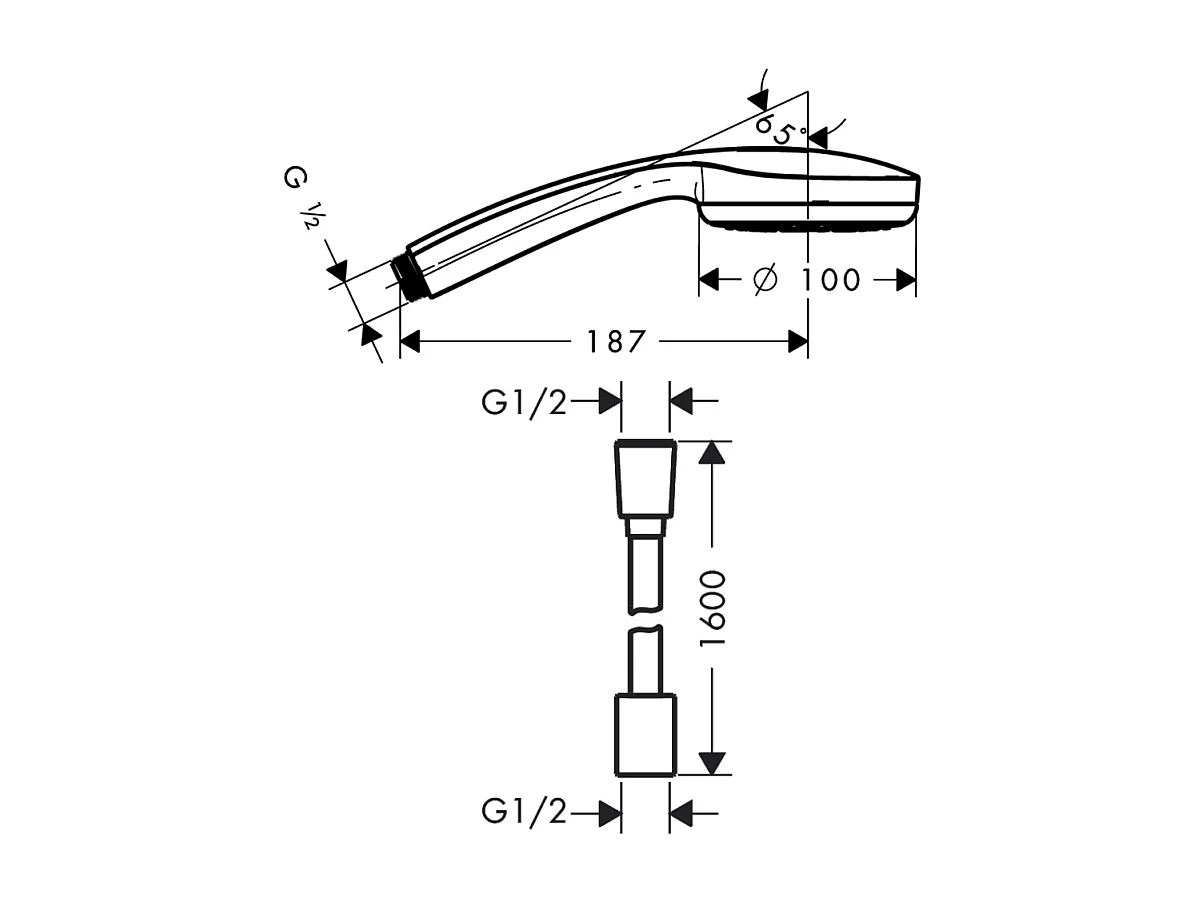Pommeau de douche HANSGROHE Croma 100 EcoSmart chromé + flexible de douche HANSGROHE Designflex 160 cm chromé