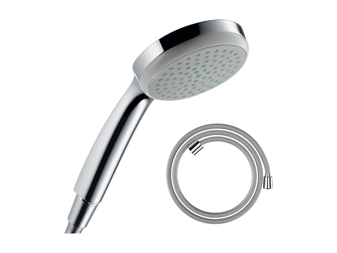 Pommeau de douche HANSGROHE Croma 100 EcoSmart chromé + flexible de douche HANSGROHE Designflex 160 cm chromé