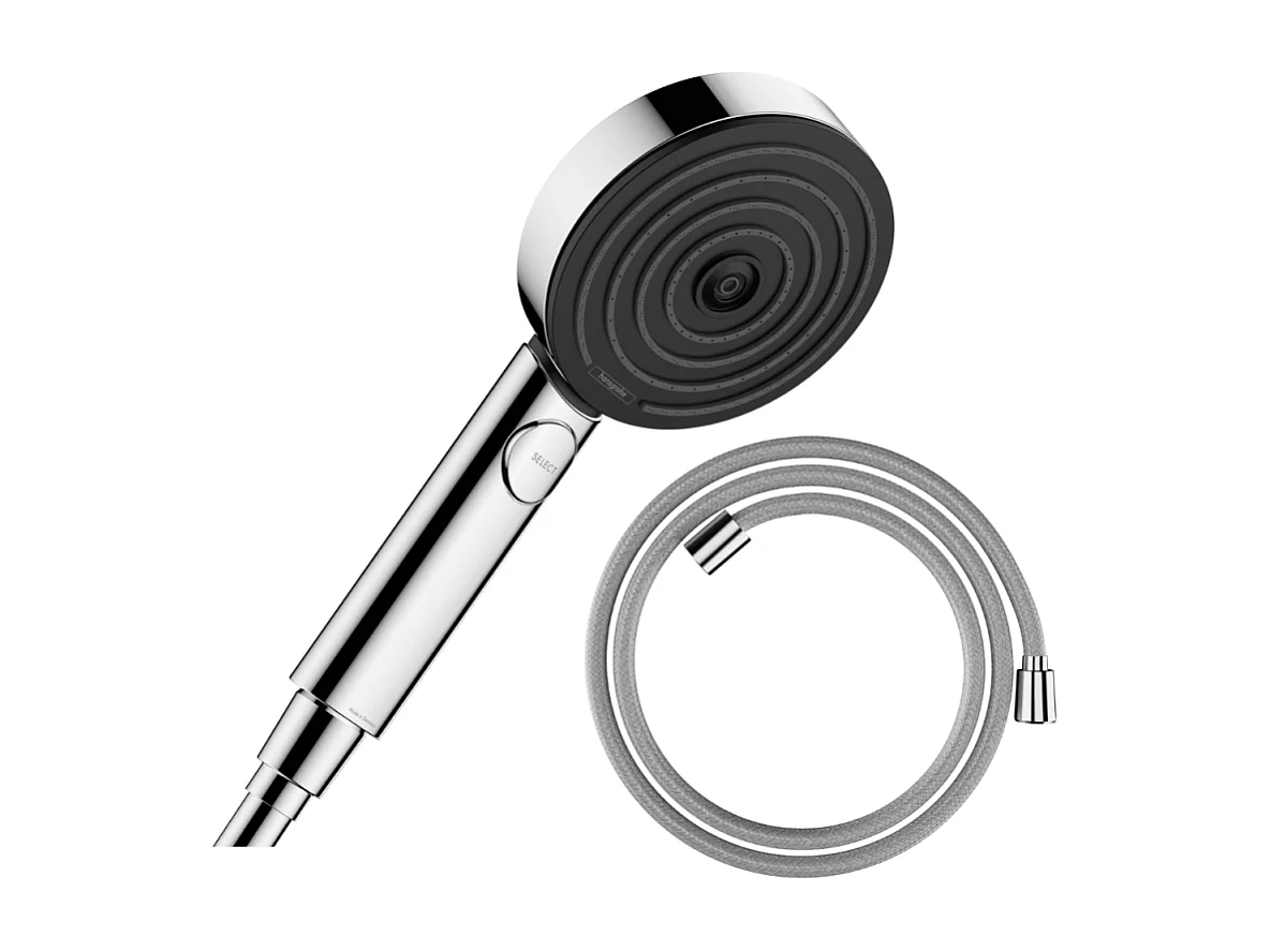 Pommeau de douche HANSGROHE Pulsify Select EcoSmart 105 3 jets relaxation + flexible HANSGROHE Designflex 125 cm chromé