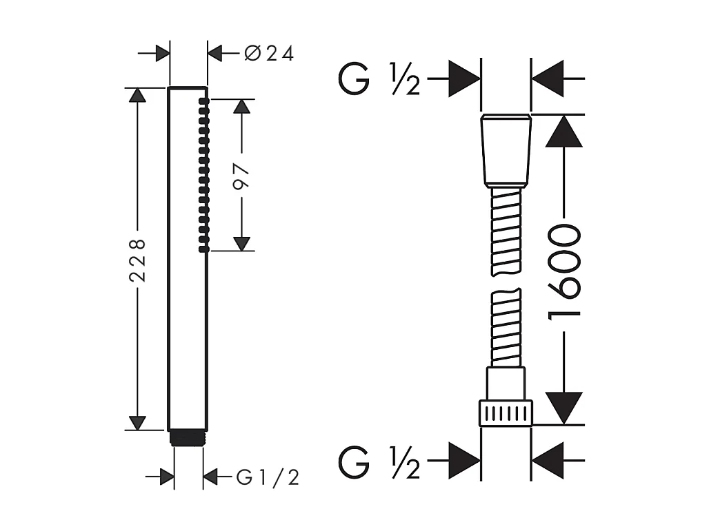 Pommeau de douche HANSGROHE Pulsify S 100 EcoSmart chromé + flexible de douche 1,60 m HANSGROHE Metaflex chromé