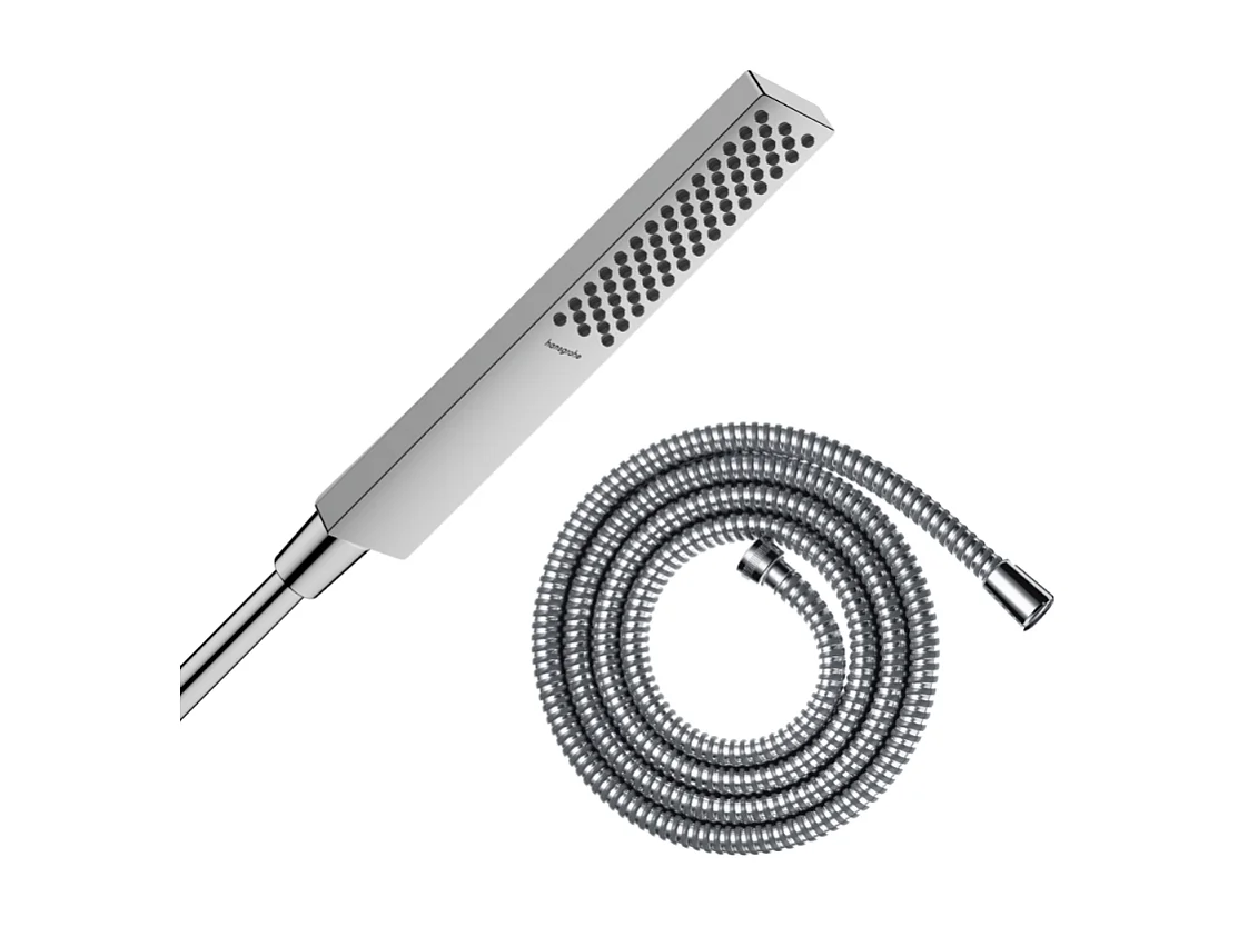 Pommeau de douche HANSGROHE Pulsify E 100 EcoSmart chromé + flexible de douche 1,25 m HANSGROHE Metaflex chromé