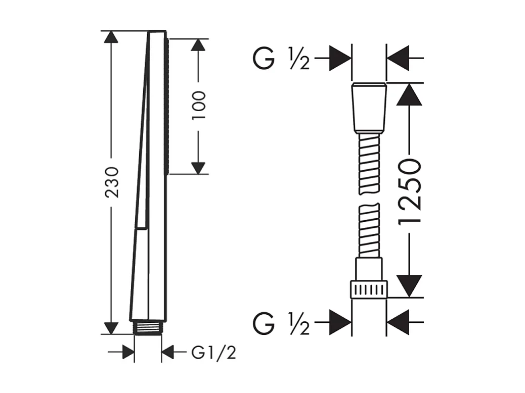 Pommeau de douche HANSGROHE Pulsify E 100 EcoSmart chromé + flexible de douche 1,25 m HANSGROHE Metaflex chromé