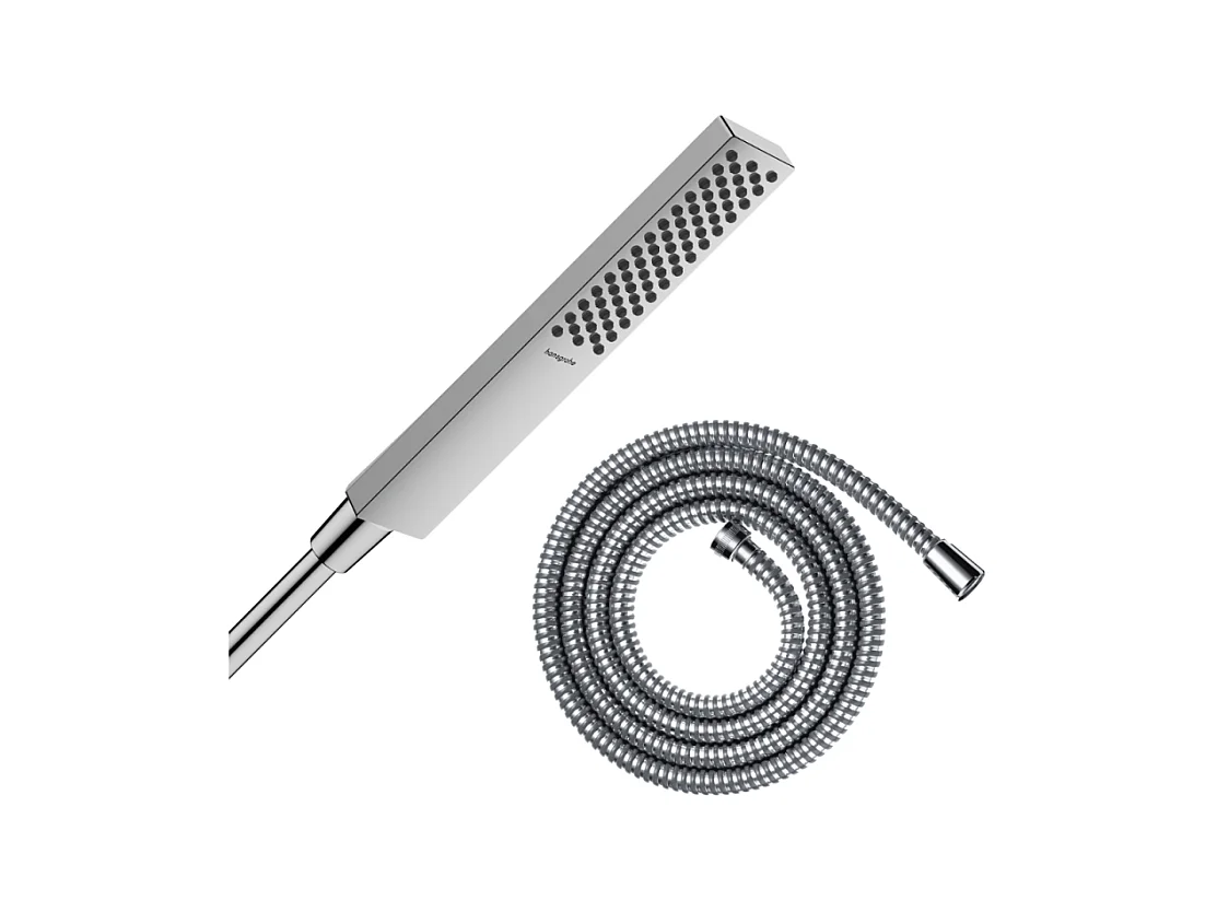 Pommeau de douche HANSGROHE Pulsify E 100 EcoSmart chromé + flexible de douche 1,25 m HANSGROHE Metaflex chromé