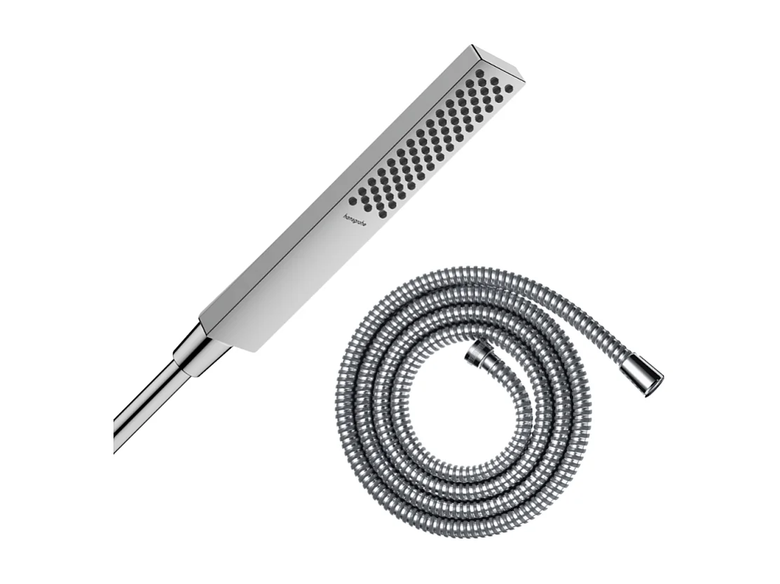 Pommeau de douche HANSGROHE Pulsify E 100 EcoSmart chromé + flexible de douche 1,25 m HANSGROHE Metaflex chromé
