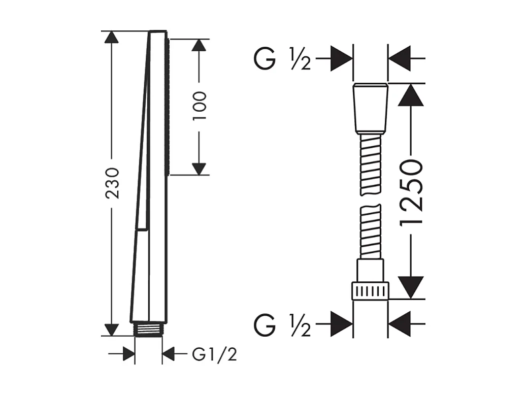 Pommeau de douche HANSGROHE Pulsify E 100 EcoSmart chromé + flexible de douche 1,25 m HANSGROHE Metaflex chromé