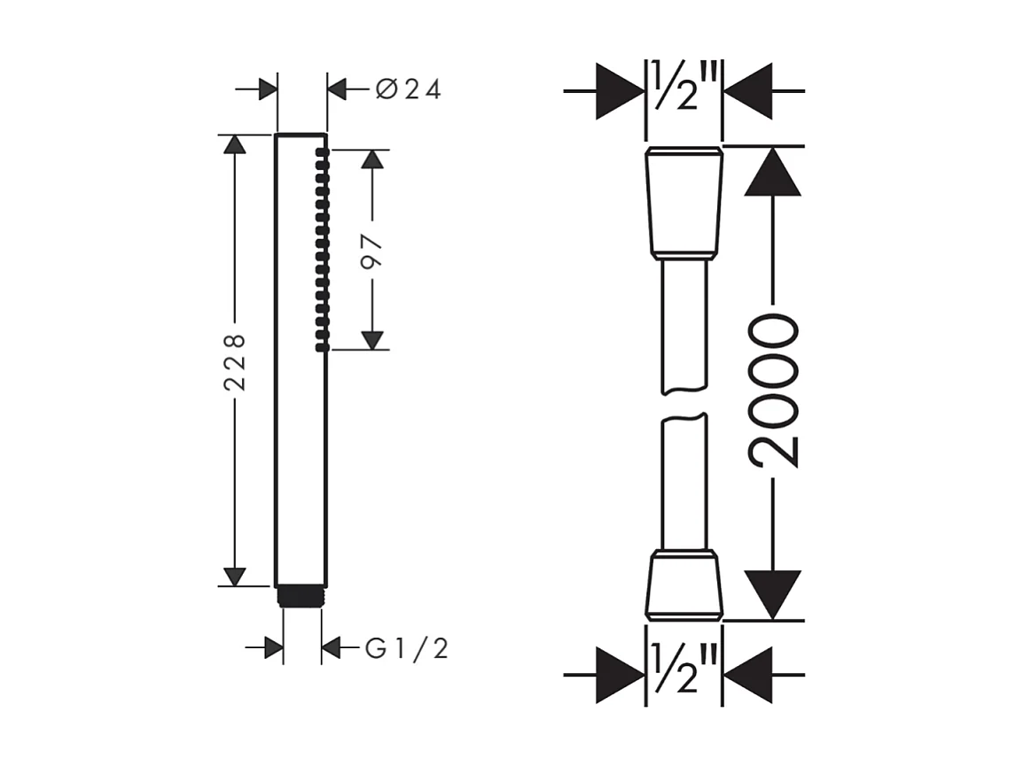Pommeau de douche HANSGROHE Pulsify S 100 EcoSmart chromé + flexible de douche 2 m HANSGROHE Isiflex chromé