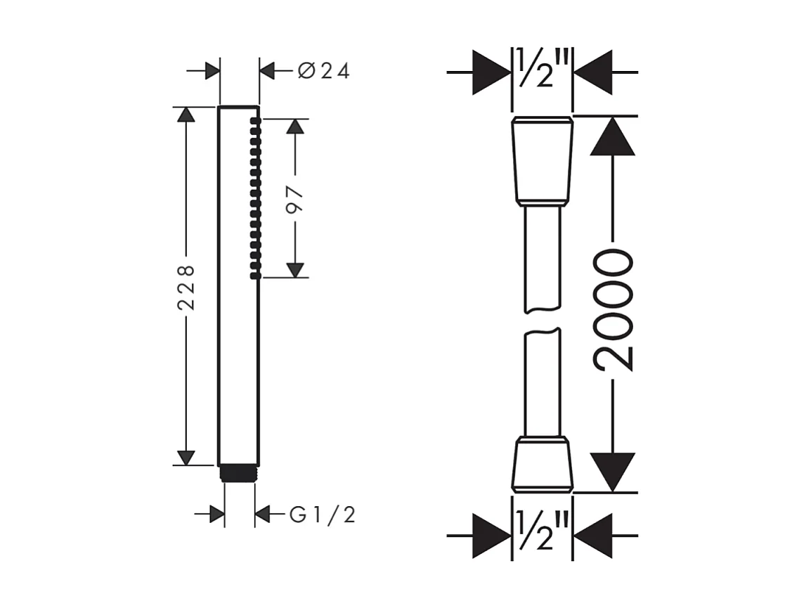 Pommeau de douche HANSGROHE Pulsify S 100 EcoSmart chromé + flexible de douche 2 m HANSGROHE Isiflex chromé