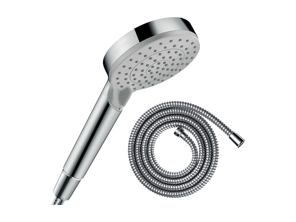 Pommeau de douche HANSGROHE Vernis Blend 100 EcoSmart Vario chromé + flexible de douche 1,60 m HANSGROHE Metaflex chromé