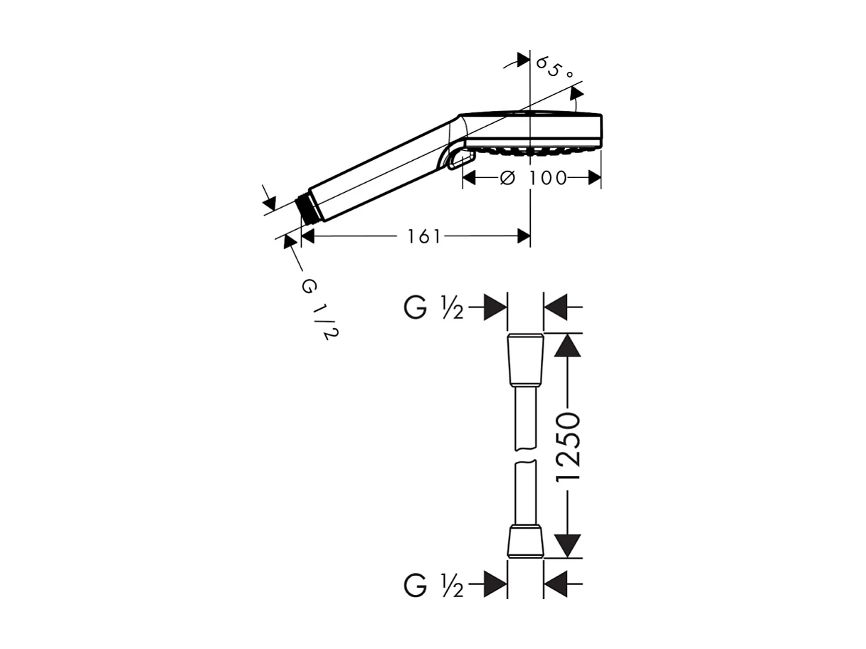 Pommeau de douche HANSGROHE Vernis Blend 100 EcoSmart Vario chromé + flexible de douche 1,25 m HANSGROHE Isiflex chromé