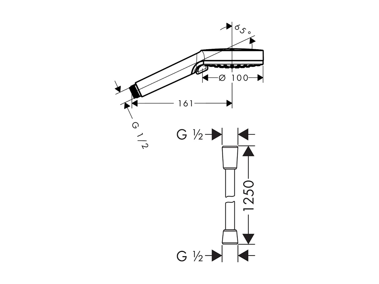 Pommeau de douche HANSGROHE Vernis Blend 100 EcoSmart Vario chromé + flexible de douche 1,25 m HANSGROHE Isiflex chromé