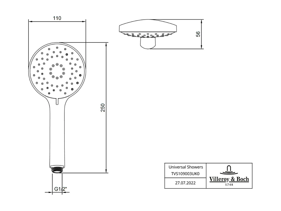 Pommeau de douche 3 jets VILLEROY & BOCH Universal