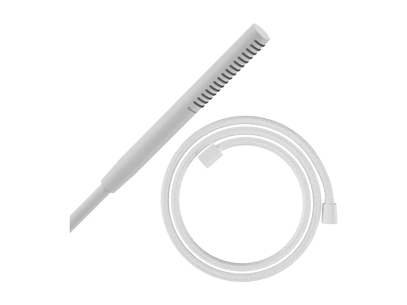 Pommeau de douche HANSGROHE Pulsify S 100 EcoSmart blanc mat + flexible de douche HANSGROHE Designflex 125 cm blanc mat