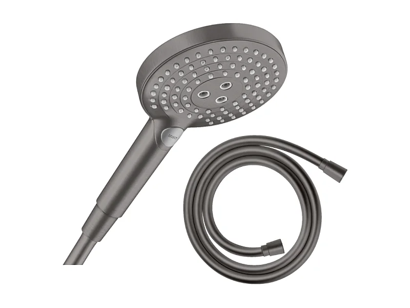 Pommeau de douche HANSGROHE Raindance Select S EcoSmart 120 3 jets + flexible HANSGROHE Isiflex  160 cm Noir chromé brossé