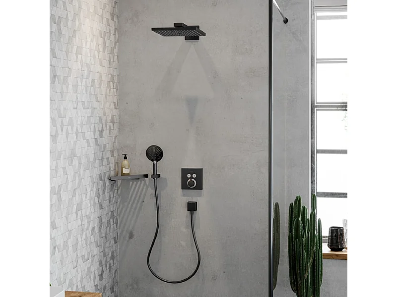 Pommeau de douche HANSGROHE Raindance Select S EcoSmart 120 3 jets + flexible HANSGROHE Isiflex  160 cm Noir chromé brossé