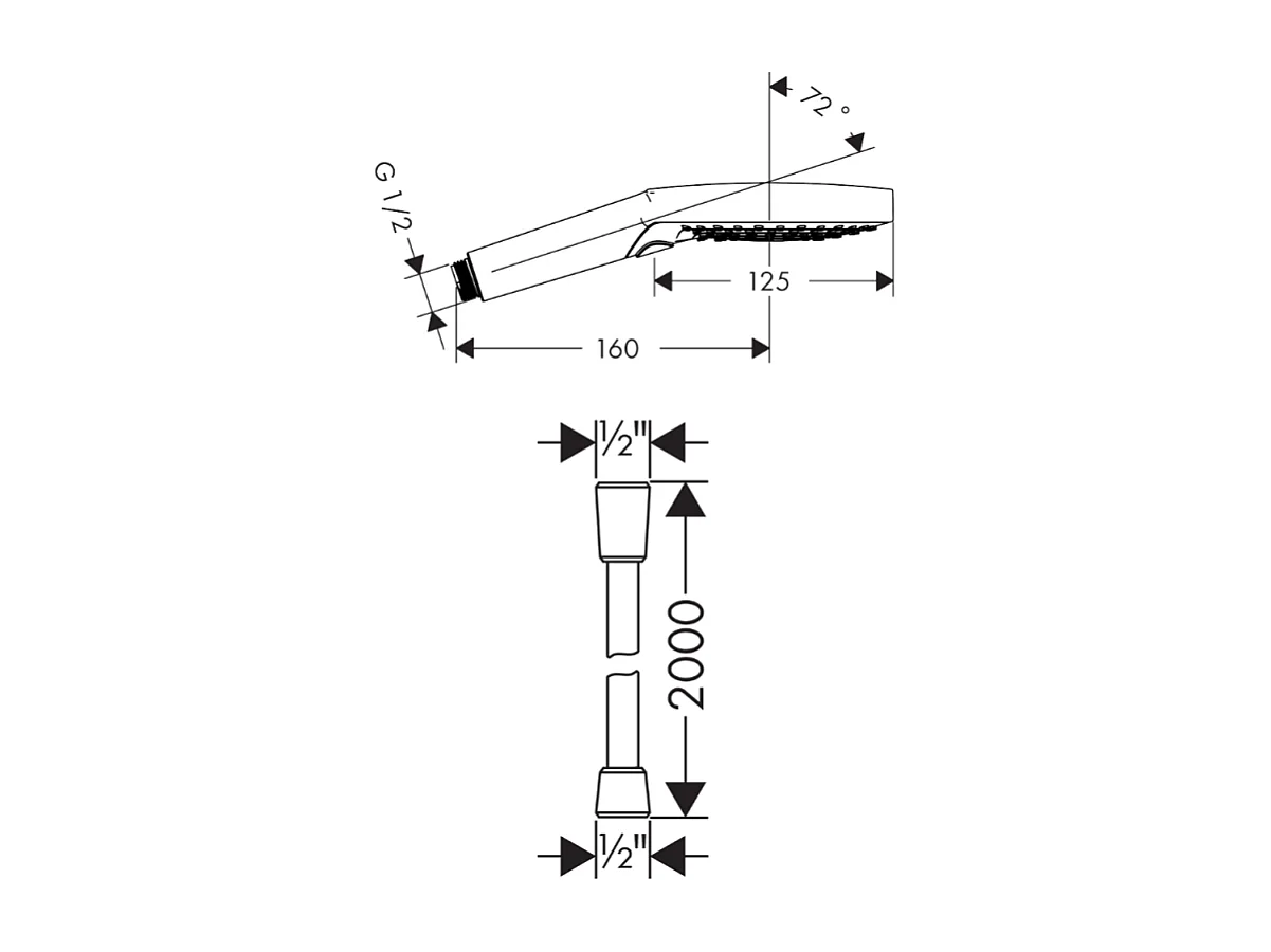 Pommeau de douche HANSGROHE Raindance Select S EcoSmart 120 3 jets blanc/chromé + flexible de douche 2 m HANSGROHE Isiflex chromé