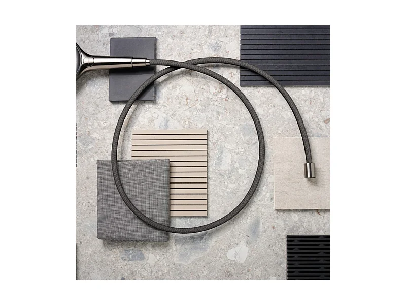 Pommeau de douche HANSGROHE Raindance Select S EcoSmart 120 3 jets + flexible HANSGROHE Designflex 200 cm Noir chromé brossé