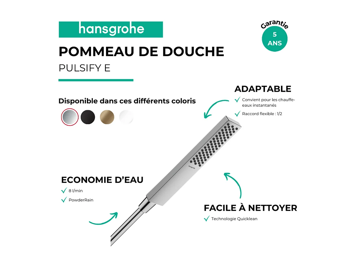 HANSGROHE Pulsify E 100 EcoSmart rociador de ducha cromado