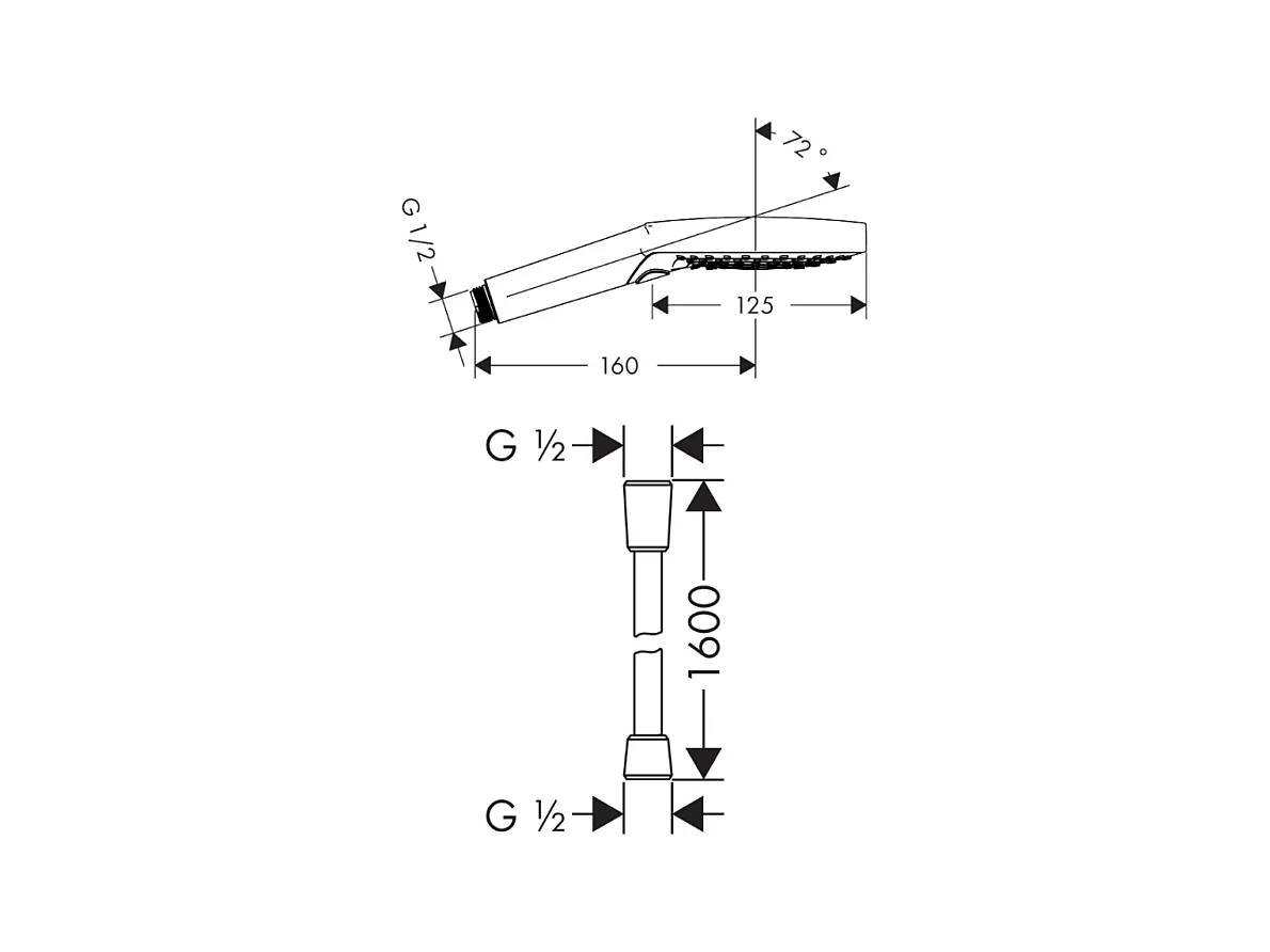 Pommeau de douche HANSGROHE Raindance Select S EcoSmart 120 3 jets  + flexible 1,60 m HANSGROHE Isiflex aspect doré poli