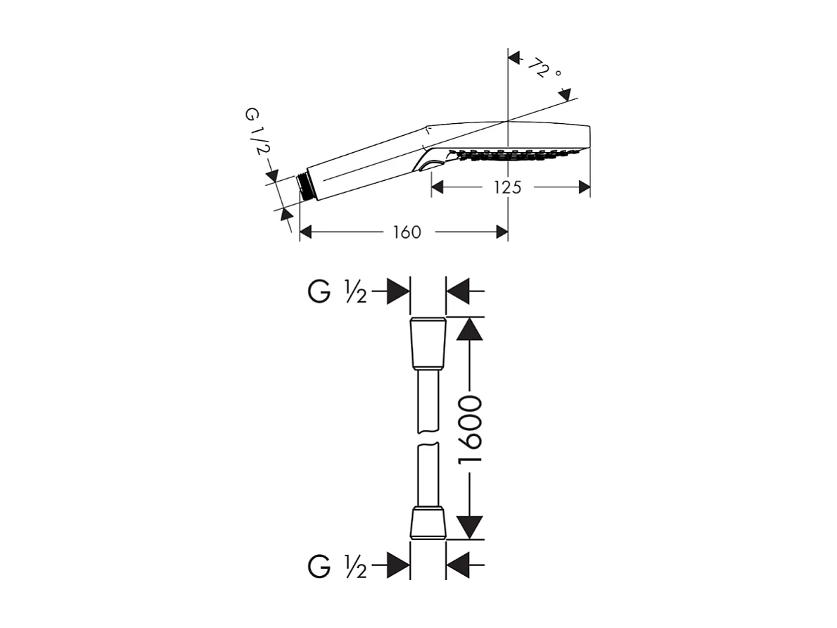 Pommeau de douche HANSGROHE Raindance Select S EcoSmart 120 3 jets  + flexible 1,60 m HANSGROHE Isiflex aspect doré poli