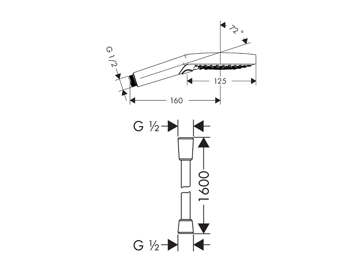 Pommeau de douche HANSGROHE Raindance Select S EcoSmart 120 3 jets  + flexible 1,60 m HANSGROHE Isiflex aspect doré poli