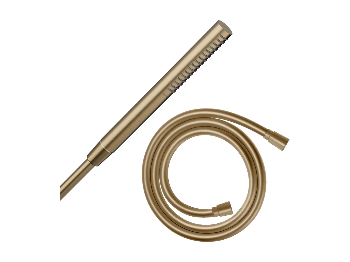 Pommeau de douche HANSGROHE Pulsify S 100 EcoSmart bronze brossé + flexible de douche 1,60 m HANSGROHE Isiflex bronze brossé