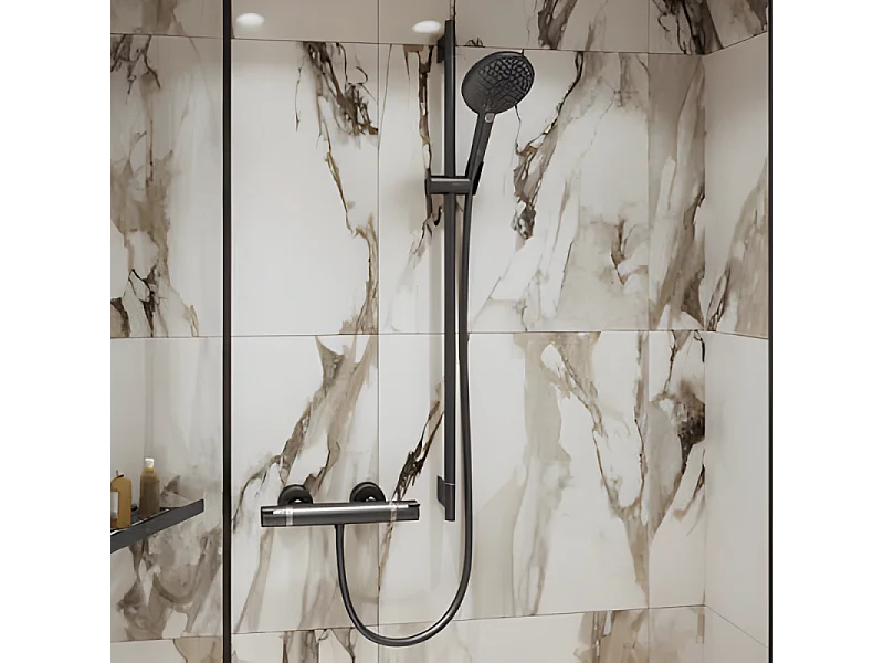 Barre de douche HANSGROHE Unica S Puro 65 cm avec flexible Noir chromé brossé