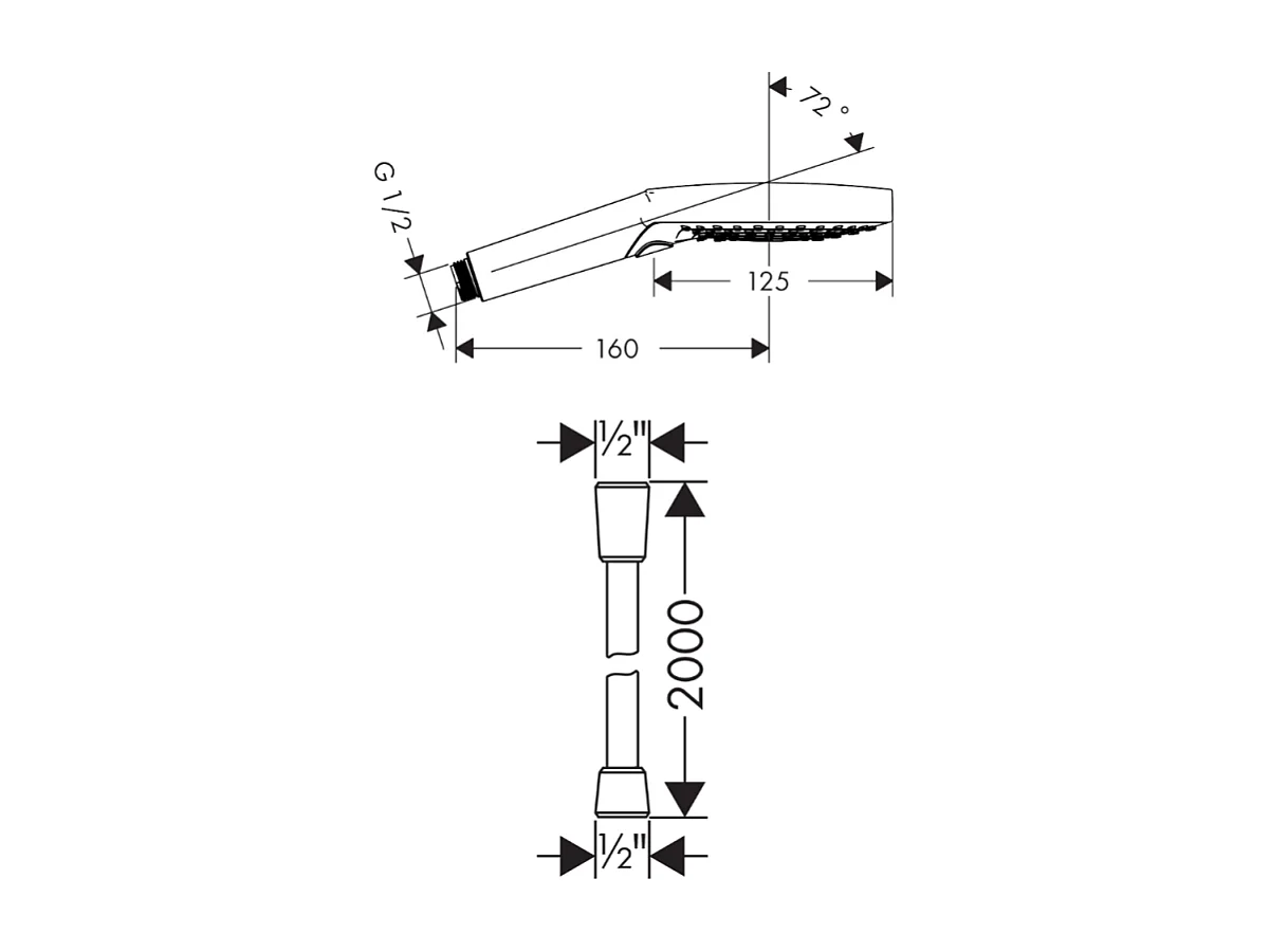 Pommeau de douche HANSGROHE Raindance Select S EcoSmart 120 3 jets chromé + flexible de douche 2 m HANSGROHE Isiflex chromé