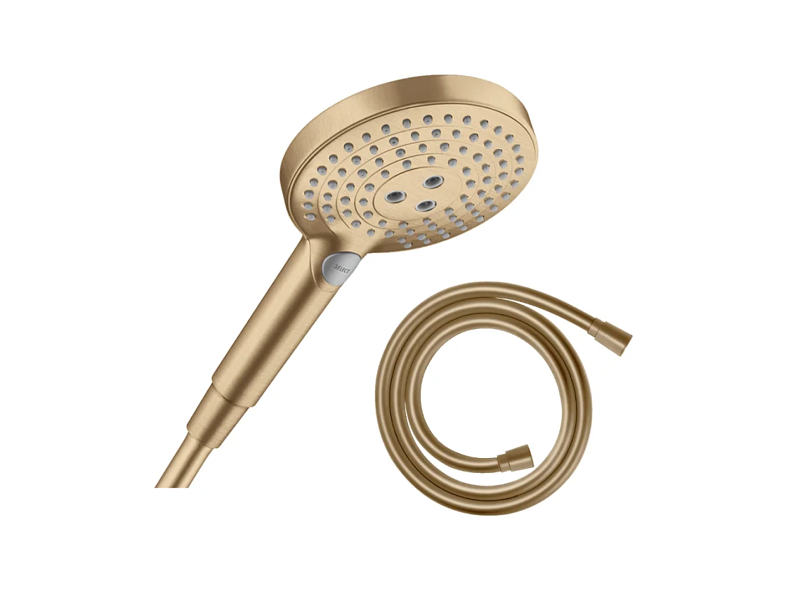 Pommeau de douche HANSGROHE Raindance Select S EcoSmart 120 3 jets + flexible 125 cm HANSGROHE Isiflex bronze brossé