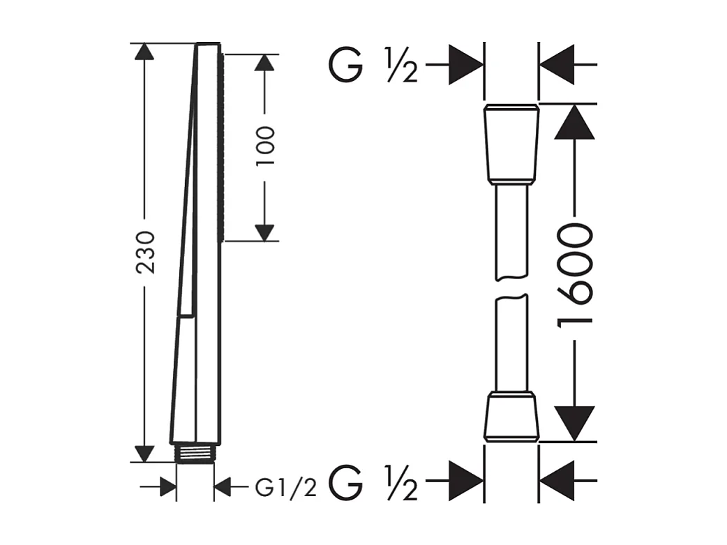 Pommeau de douche HANSGROHE Pulsify E 100 EcoSmart noir mat + flexible de douche 1,60 m HANSGROHE Isiflex noir mat