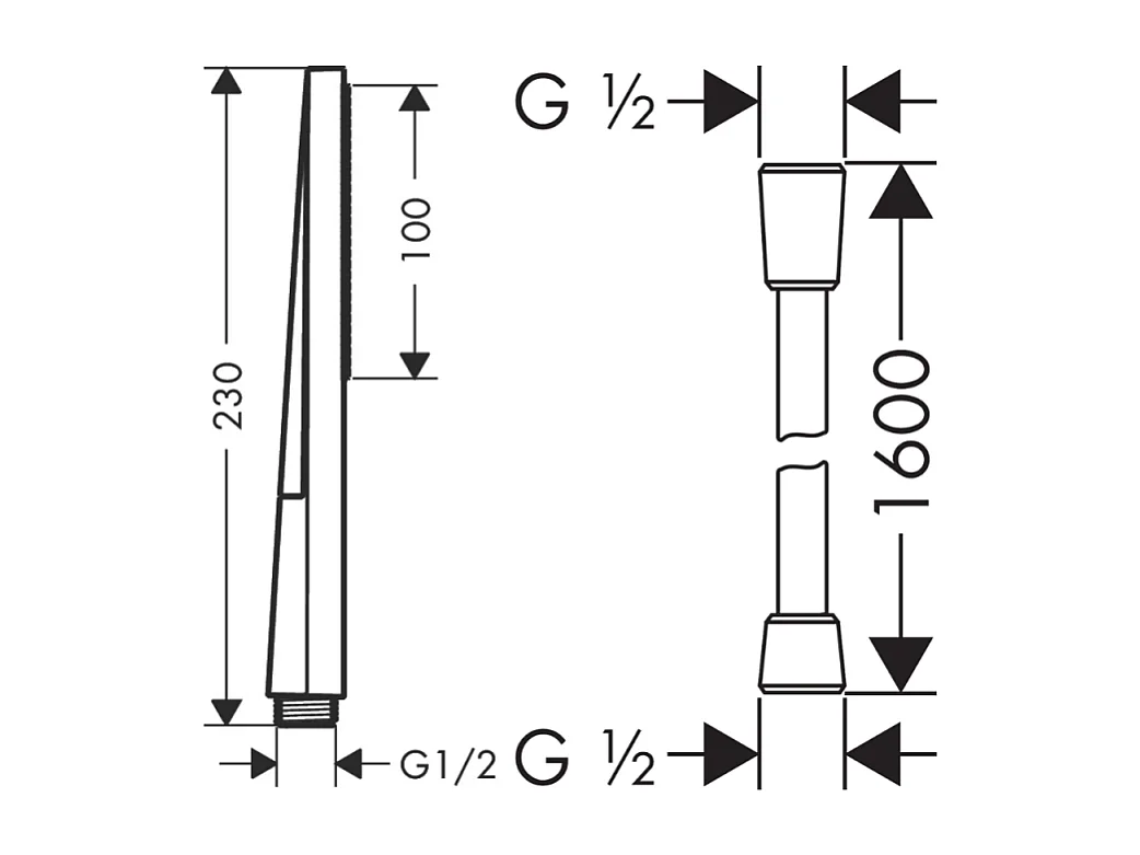 Pommeau de douche HANSGROHE Pulsify E 100 EcoSmart noir mat + flexible de douche 1,60 m HANSGROHE Isiflex noir mat