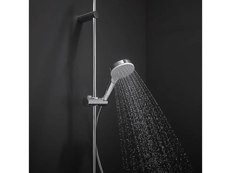 Pommeau de douche HANSGROHE Crometta EcoSmart 2 jets blanc/chromé + flexible de douche HANSGROHE Designflex 160 cm chromé