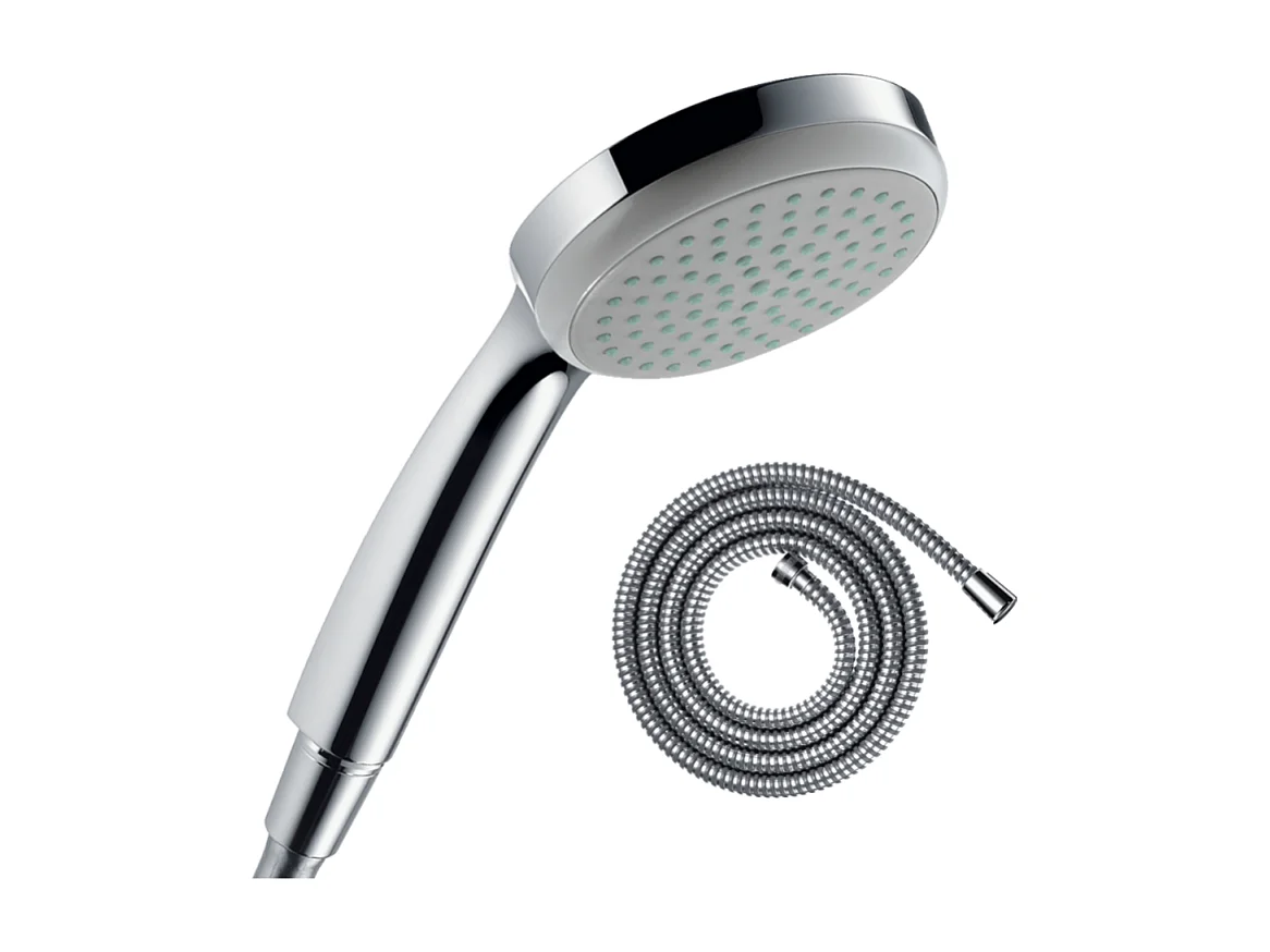 Pommeau de douche HANSGROHE Croma 100 EcoSmart chromé + flexible de douche 1,25 m HANSGROHE Metaflex chromé