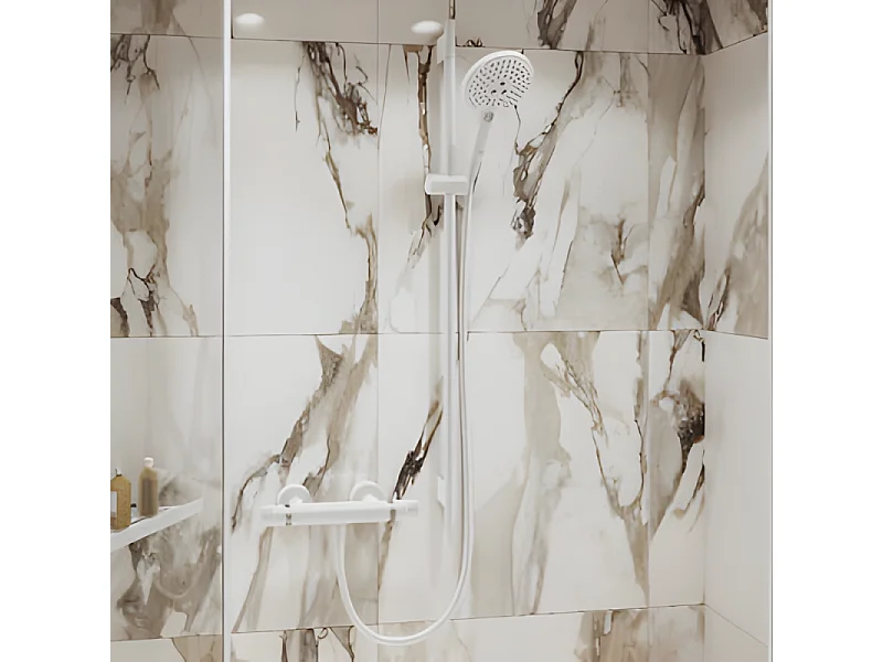 Barre de douche HANSGROHE Unica S Puro 65 cm avec flexible Blanc mat