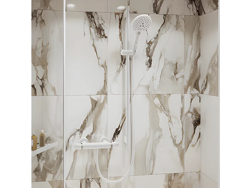 Barre de douche HANSGROHE Unica S Puro 65 cm avec flexible Blanc mat