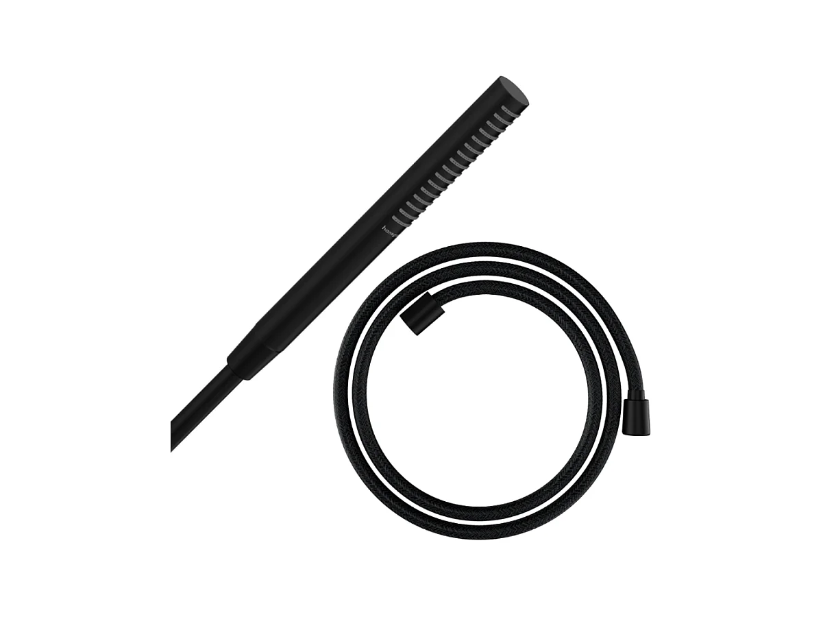 Pommeau de douche HANSGROHE Pulsify S 100 EcoSmart noir mat + flexible de douche HANSGROHE Designflex 200 cm noir mat