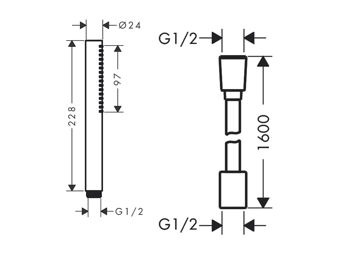 Pommeau de douche HANSGROHE Pulsify S 100 EcoSmart chromé + flexible de douche HANSGROHE Designflex 160 cm chromé