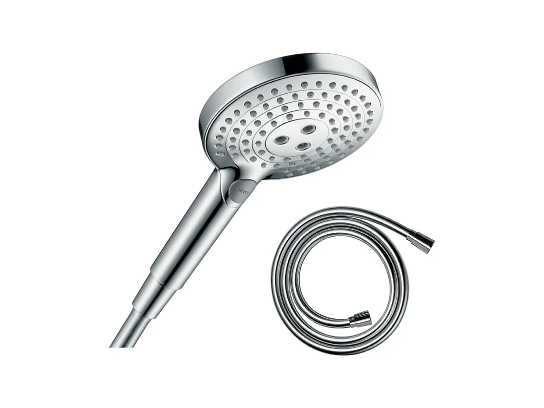 Pommeau de douche HANSGROHE Raindance Select S EcoSmart 120 3 jets chromé + flexible de douche 1,60 m HANSGROHE Isiflex chromé