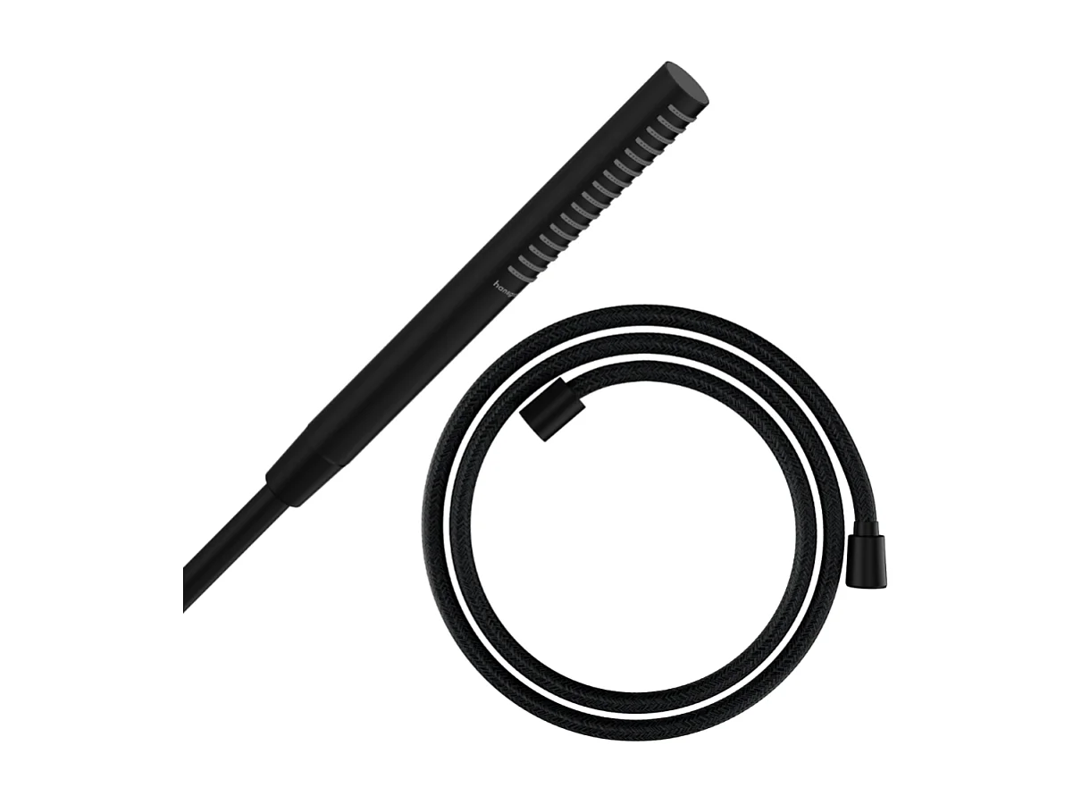 Pommeau de douche HANSGROHE Pulsify S 100 EcoSmart noir mat + flexible de douche HANSGROHE Designflex 125 cm noir mat