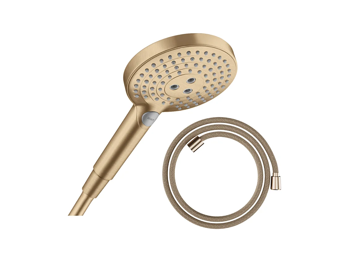 Pommeau de douche HANSGROHE Raindance Select S EcoSmart 120 3 jets + flexible HANSGROHE Designflex 200 cm bronze brossé