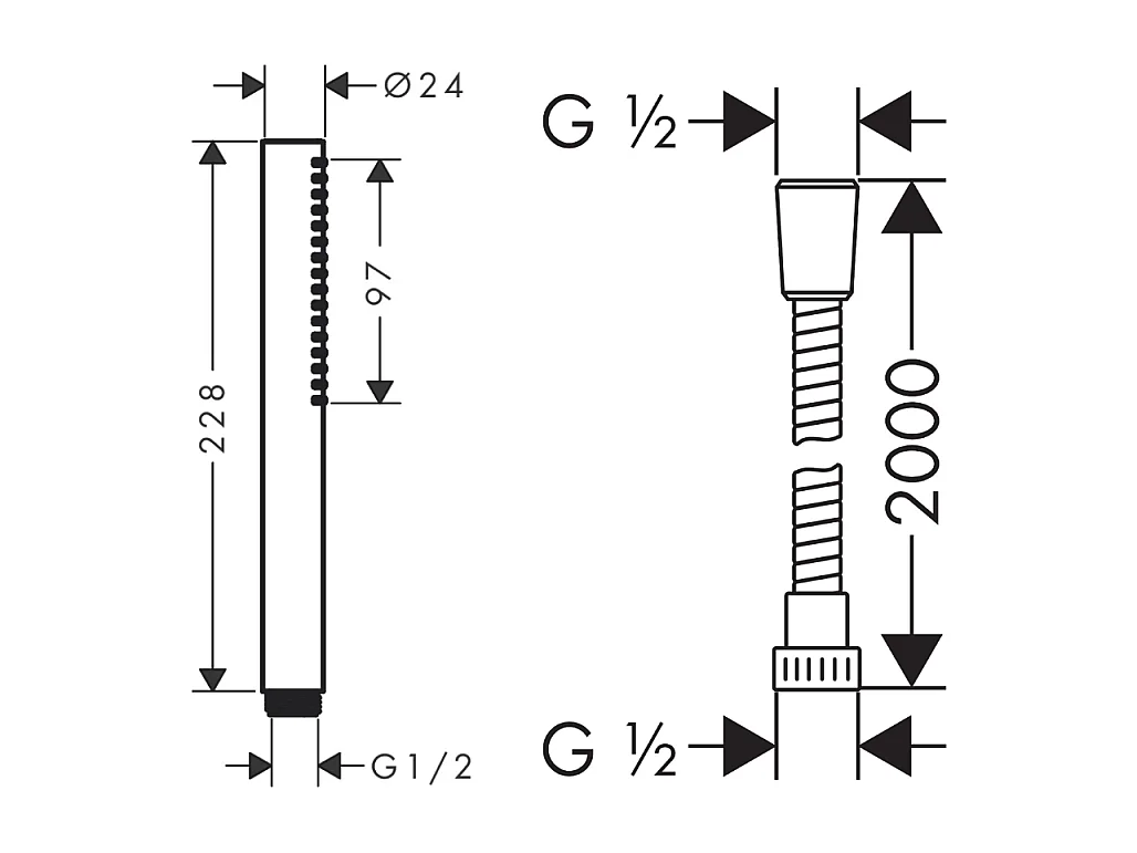 Pommeau de douche HANSGROHE Pulsify S 100 EcoSmart chromé + flexible de douche 2 m HANSGROHE Metaflex chromé