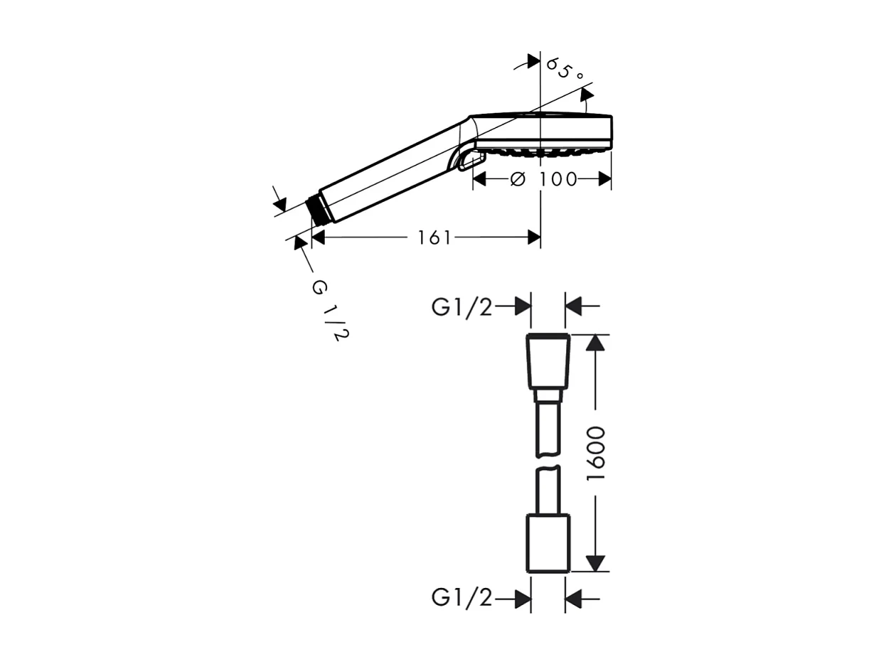 Pommeau de douche HANSGROHE Vernis Blend 100 EcoSmart Vario chromé + flexible de douche HANSGROHE Designflex 160 cm chromé