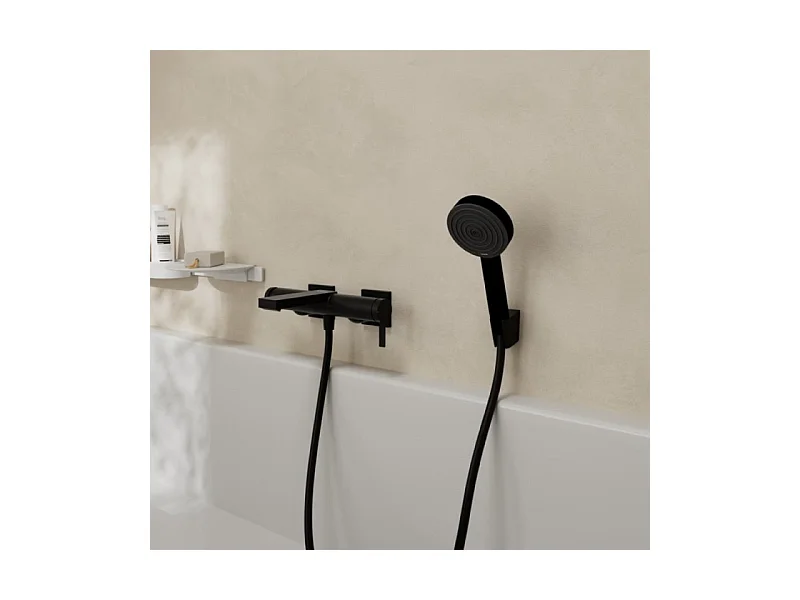 Pommeau de douche HANSGROHE Raindance Select S EcoSmart 120 3 jets noir mat + flexible de douche 1,60 m HANSGROHE Isiflex noir mat